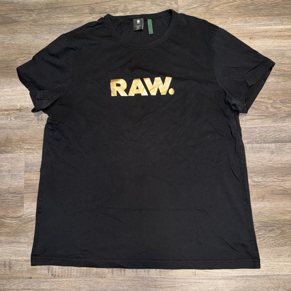 G Star Raw Logo Front Short Sleeve Black T Shirt Mens 2X Large